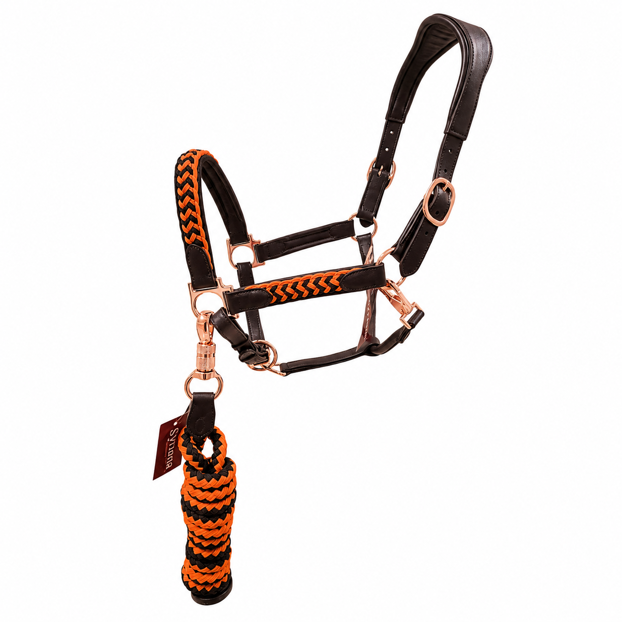 Braided Leather Halter with Lead Rope
